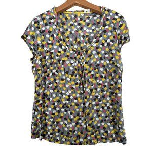Boden Womens Blouse Ditsy Floral CottageCore Spring Easter Sz 10 SS Silk/Viscose